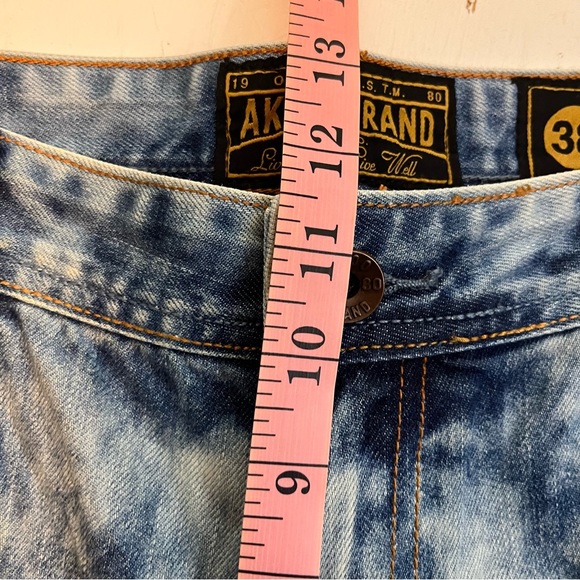 Akoo Brand Distressed Light Wash Straight Leg Jeans - Size 38 - Picture 3 of 7